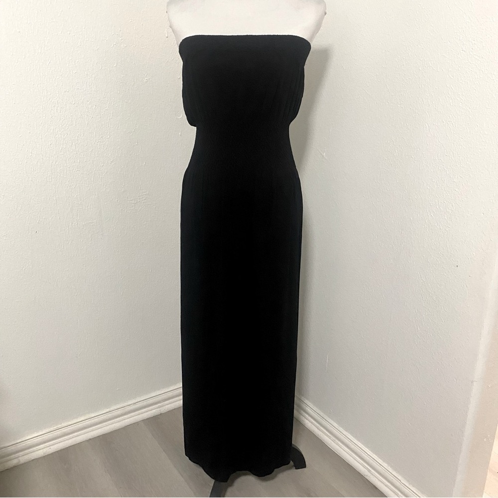 Lark + Grey Women’ Smocked Strapless Midi Casual Dress Lightweight Black S/M EUC